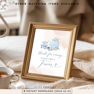 Blue Floral Baby Boy Tea Party Decor Thanks For Coming Favor Sign Printable Boho Shower Digital Decors Printable Instant Download 901V1