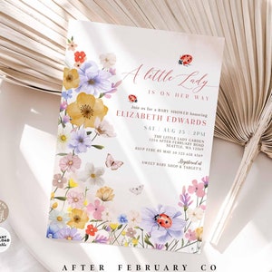 EDITABLE Girl Ladybug Wildflower Baby Shower Sprinkle Invitation Girl Lady Bug Shower Invite Printable Template Instant Download 82V1 (1)