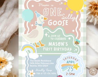 Zaproszenie na pierwsze urodziny chłopca One Silly Goose: Szablon urodzinowy Green Farm 703 (3)