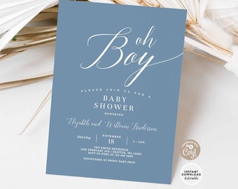 EDITABLE Dusty Blue Minimalist Baby Shower Invitation It&#39;s A Boy Baby Shower Sprinkle Modern Invite Template Instant Download 193V1 (1)