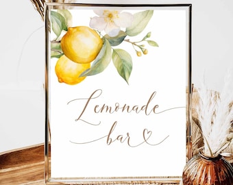 Citrus Lemon Main Squeeze Baby-Dusche-Dekor, Limonade-Bar-Schild, Brautparty, geschlechtsneutrale Dekore, druckbarer Sofort-Download 924V1