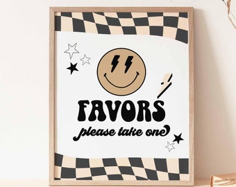 Smile Face Party Favors Sign: One Happy Dude 1st First Birthday Decor Download 104K2