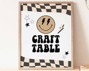 Boy Smile Face Craft Table Sign: One Happy Dude Birthday Decor (Digital Download) 104K2