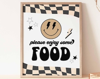Smile Face Food Station Sign: Happy Birthday Party Table Decor Signs (Digital Download) 104K2