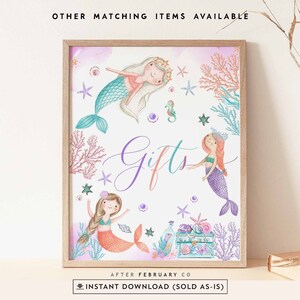 Mermaid Splash Gifts Sign Birthday Pool Party Decoration Sign Signs Mermaid Birthday Decor Signs Printable Instant Download 326K1