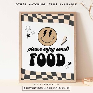 Smile Face Party Enjoy Some Food Station Tabliczka na stół Jeden szczęśliwy koleś Dwóch szczęśliwych kolesi Dekoracja urodzinowa Tabliczka do druku SPRZEDAWANE TAKIE JAK JEST 104K2