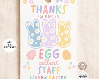 Etykieta wielkanocnego zajączka dla pracowników Eggcellent Staff: Szablon do druku etykiet z podziękowaniami dla współpracowników 52 (2-1)