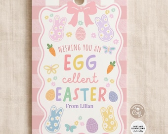 Etykieta wielkanocna „Eggcellent Easter”: Szablon do druku etykiet na smakołyki w szkole „Egg Hunt” 52 (1-2)