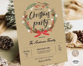 Editable Christmas Party Holiday Party Invitation Printable Company Christmas Party Invite Printable Instant Download 1062 (1)