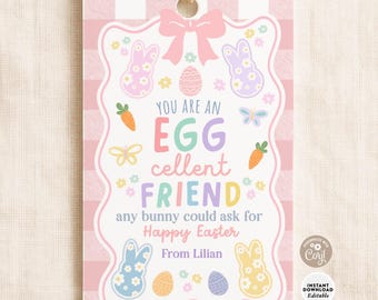 Etykieta na prezent w kształcie króliczka wielkanocnego z jajkiem: Szablon etykiet wielkanocnych do szkoły polowania na jajka nr 52 (1-4)