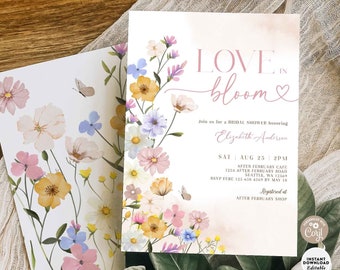 Love In Bloom Bridal Shower Invitation: Floral Bridal Garden Party Invites Template 173BR1 (2)