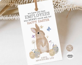EDYTOWALNY Boho Wielkanocny Tag Wdzięczności Współpracownikom Jesteś Najlepszym Pracownikiem, O Który Każdy Króliczek Może Poprosić Wydrukuj Natychmiastowe Pobranie 106V1 (5)
