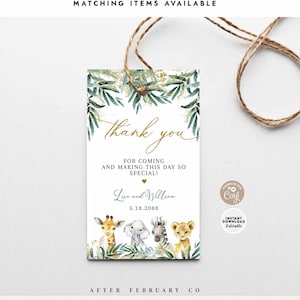 EDITIERBARE Safari Oh Boy Baby Shower Boy Afrikanische Dschungel Safari Danke Rechteck Favor Tag Aufkleber Etiketten Vorlage Sofortiger Download 197