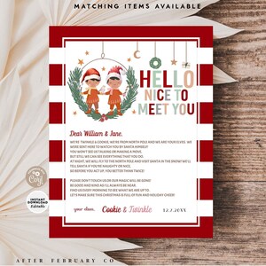 EDITÁVEL Menino Menina 2 Elfos Elfos Carta de primeira chegada Carta de elfo moderna Carta de chegada de elfo de primeira vez para impressão Download instantâneo 245 (7-8)