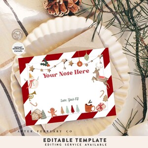 Tarjetas de notas de elfo rojo EDITABLES 4x3" Actividades de elfos Ideas de elfos Juego de elfos Mini notas de elfos de Navidad Tarjeta imprimible Descarga instantánea 245 (1-3)