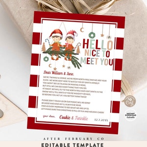 EDITABLE Niño Niña 2 Elfos Elfos Primera Carta de Llegada Carta Elfo Moderna Primera Carta de Llegada Elfo Imprimible Descarga Instantánea 245 (7-2)
