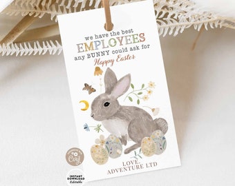 EDYTOWALNY Boho Easter Współpracownicy Wdzięczność Tag Jesteś Najlepszym Pracownikiem, O Który Każdy Króliczek Może Poprosić Wydrukuj Natychmiastowe Pobranie 106V1 (6)