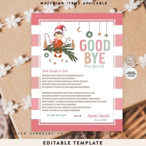 EDITABLE Girl Elf Adiós por ahora Bye Letter Modern Silenciado Rosa Boho Adiós Elf Letter Girl Elf Letter Imprimible Descarga Instantánea 245 (3-2)