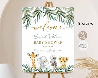 EDITABLE Safari Baby Shower Welcome Sign Gender Neutral African Jungle Safari Baby Shower Sign Printable Template Instant Download 197