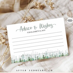 EDITABLE Adventure Mountain Bridal Shower Game Advice and Wishes Card Activity Printable Template Instant Download 1537BR1
