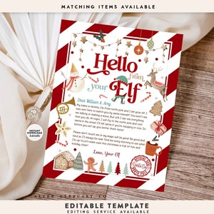 EDITABLE Carta de primera llegada de elfo rojo Carta de elfo de niño azul moderno Carta de llegada de elfo por primera vez Imprimible Descarga instantánea 245 V2 (2-2)