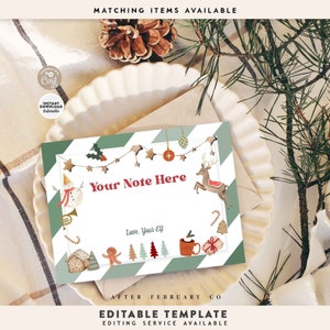 Tarjetas de notas de elfo verdes EDITABLES 4x3" Actividades de elfos Ideas de elfos Juego de elfos Mini notas de elfos de Navidad Tarjeta imprimible Descarga instantánea 245 (1-1)