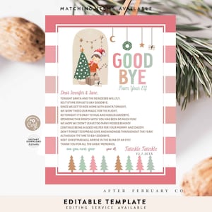 EDITABLE Girl Elf Adiós por ahora Bye Letter Modern Silenciado Rosa Boho Adiós Elf Letter Girl Elf Letter Imprimible Descarga Instantánea 245 (3-4)