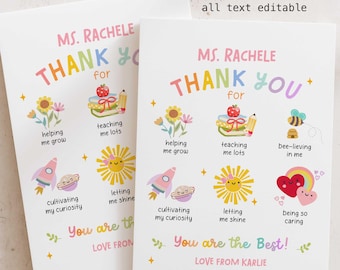 Editable Teacher Appreciation Thank You Card  Preschool Flat Foldable Best Teacher Pun Card Digital Printable Template 647 (12-2)
