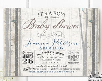 Rustic Baby Shower Invitation Boy Baby Shower Invite Boy Woods Forest Baby Shower Invitation Typography - Printable OR Printed No.645 BABY