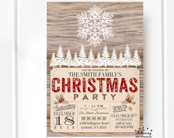 Rustic Holiday Party Invitations Invite Christmas Printable Invitations Invite Printable Invitation Holiday Christmas Printables No.618XMAS