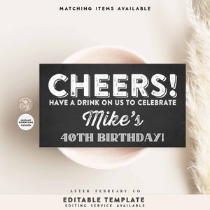 Ingressos para bebidas em quadro-negro EDITÁVEIS para qualquer evento, festa de aniversário, casamento, ingresso para bebidas, modelo para impressão, download instantâneo 1043