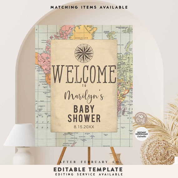 EDITABLE Traveling Baby Shower Welcome Sign Printable Vintage | Etsy EDITABLE Traveling Baby Shower Welcome Sign Printable Vintage | Etsy