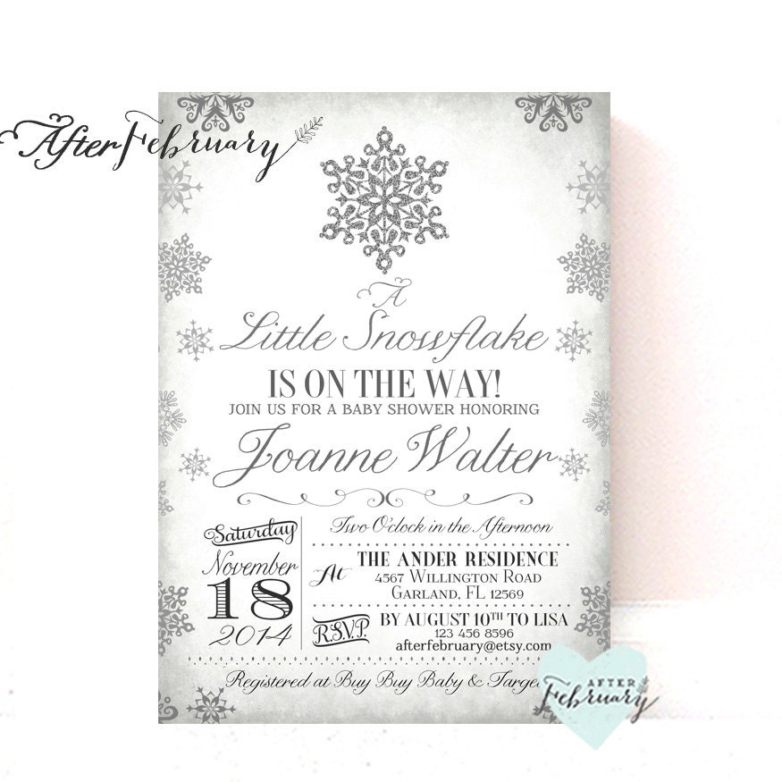 Invitations instant download Snowflake Baby Shower Invitation Printable