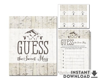 Rustic Guess Dirty Diaper Guess the Sweet Mess Game Rustic Hunting Arrows Camping Baby Shower Games Printable (Instant Download) 402V1