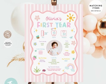 Fun To Be One Milestone Photo Poster Sign Birthday Party Park Summer Outdoor Invite Template 659K1 (1-1)