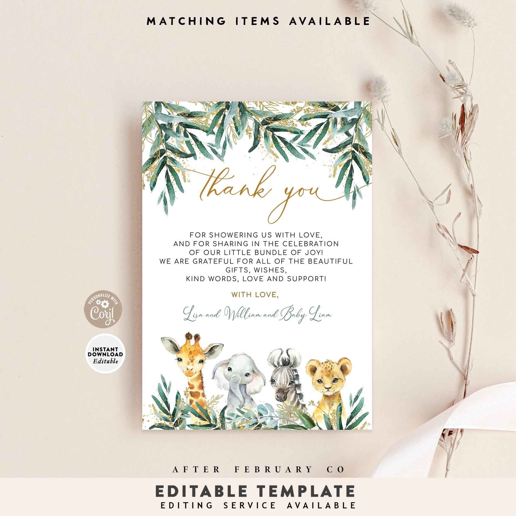 Safari Baby Thanks Editable Safari Baby Shower Invitation Pack Wild Animal  Baby Etsy Jungle Baby Theme, image size:1760x1760