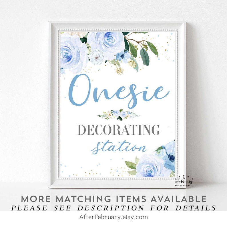 Decorate A Onesie Sign Design A Onesie Sign Blue Floral Boy Etsy