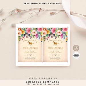 Editable Kentucky Derby Bridal Shower And They're Off to the Altar Floral Invitation Invite Printable Instant Download 1344BR1 1 image 4