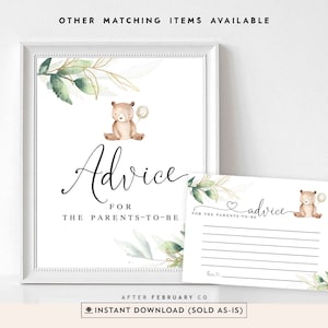 Greenery Gold We Can Bearly Wait Teddy Bear Baby Shower Invitación Género Neutral Tarjeta de asesoramiento 5x7" Baby Bear Baby Shower Juegos 1305V1