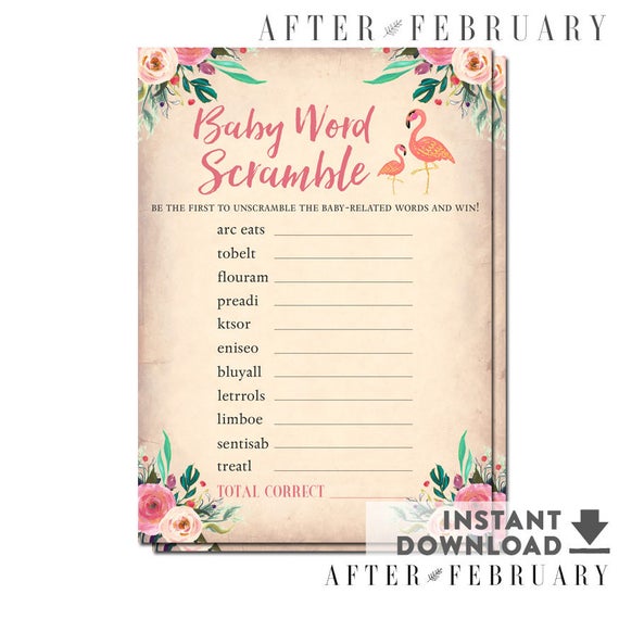 Instant Download No.94BABY Flamingo Baby Shower Don/'t Say Baby Game Sign Signage Tropical Flamingo Baby Shower Games Printable