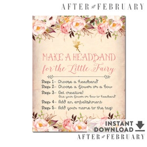 8x10 Headband Making Station Sign Printable Fairy Baby - Etsy