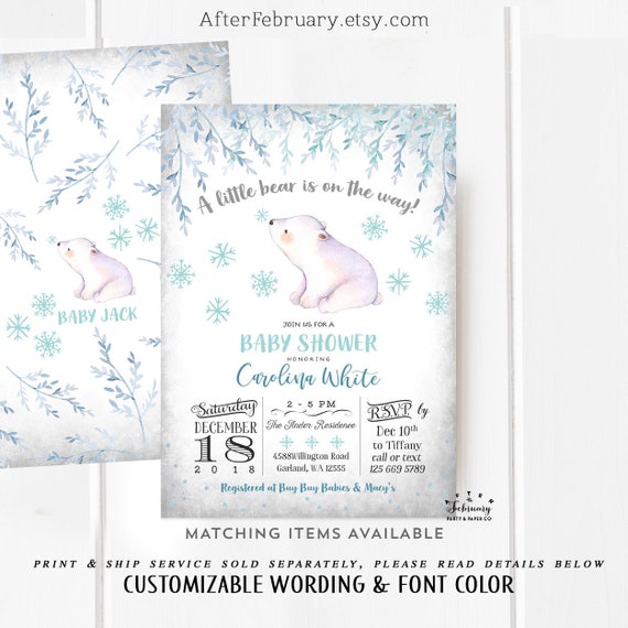 polar bear baby shower invitations