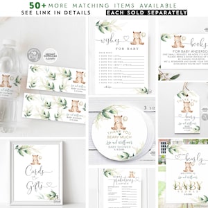EDITABLE Greenery Gold We Can Bearly Wait Teddy Bear Baby Shower Save ...
