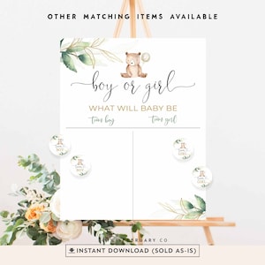 Boy or Girl Gender Reveal Party Werfen Sie Ihre Vote Board Poster Guess Gender Game Wir können kaum warten Teddybär Printable Instant Download 1305