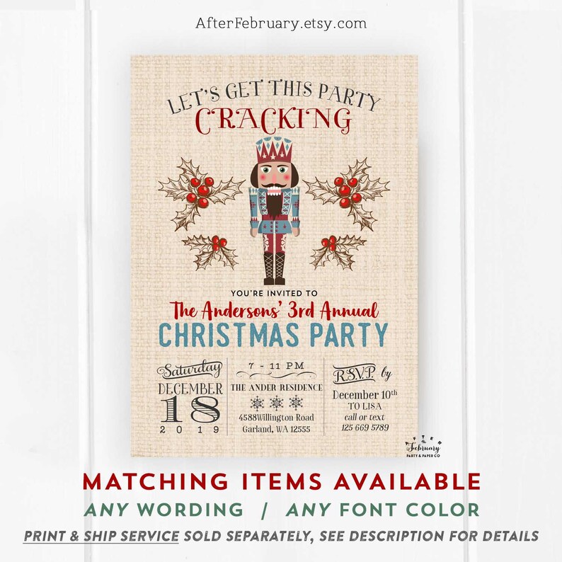 Nutcracker Invitation Printable Christmas Party Invitation Etsy