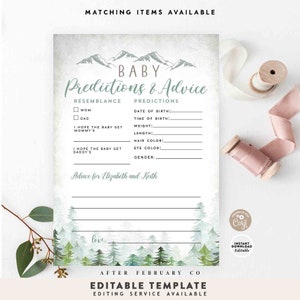 BEARBEITBAREs Adventure Mountain Baby Shower Spiel Virtuelles Baby Voraussagen und Tipps Aktivität Andenken Druckbare Vorlage Instant Download 540V1