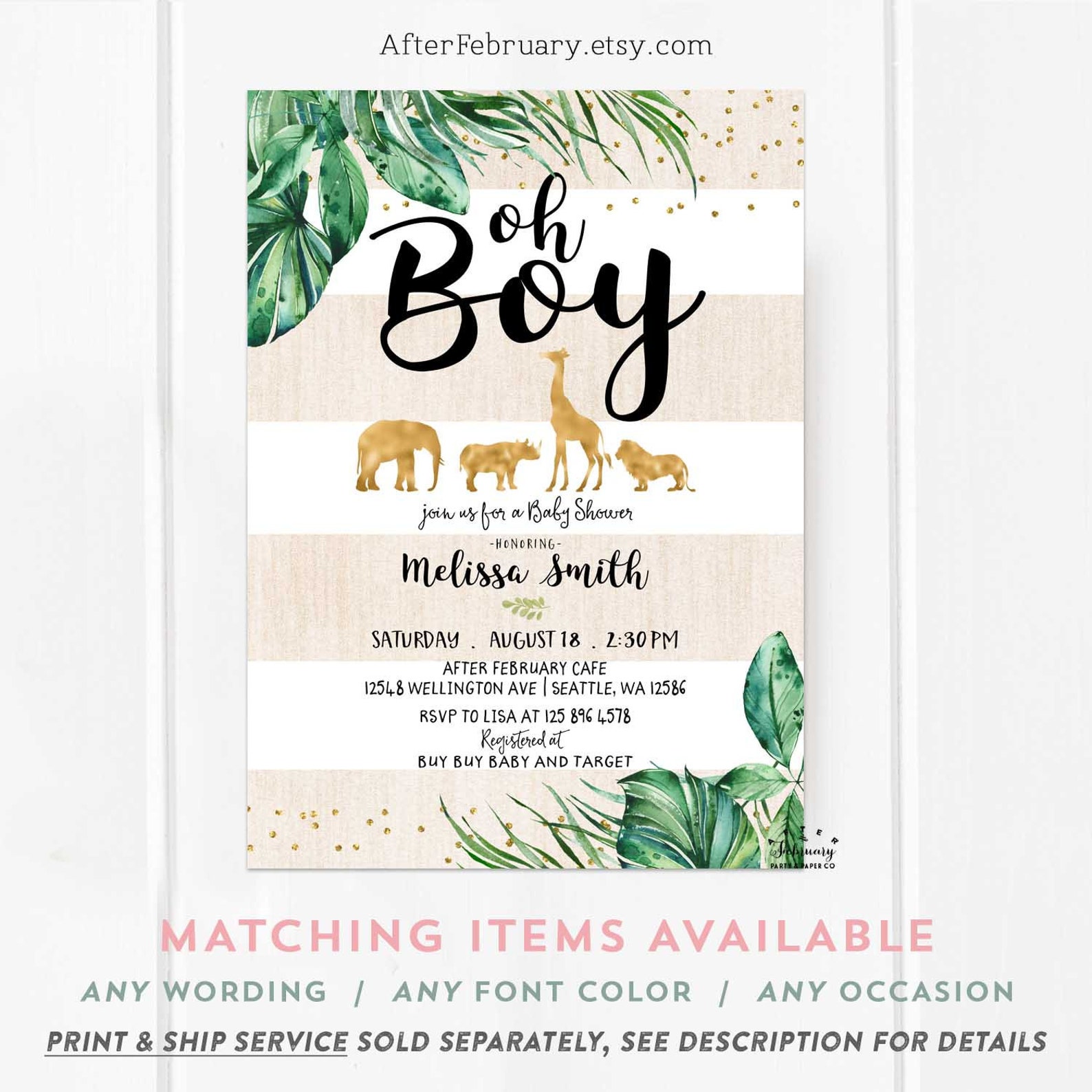 Safari Baby Shower Invitation Boy Oh Boy Baby Shower Invite Etsy