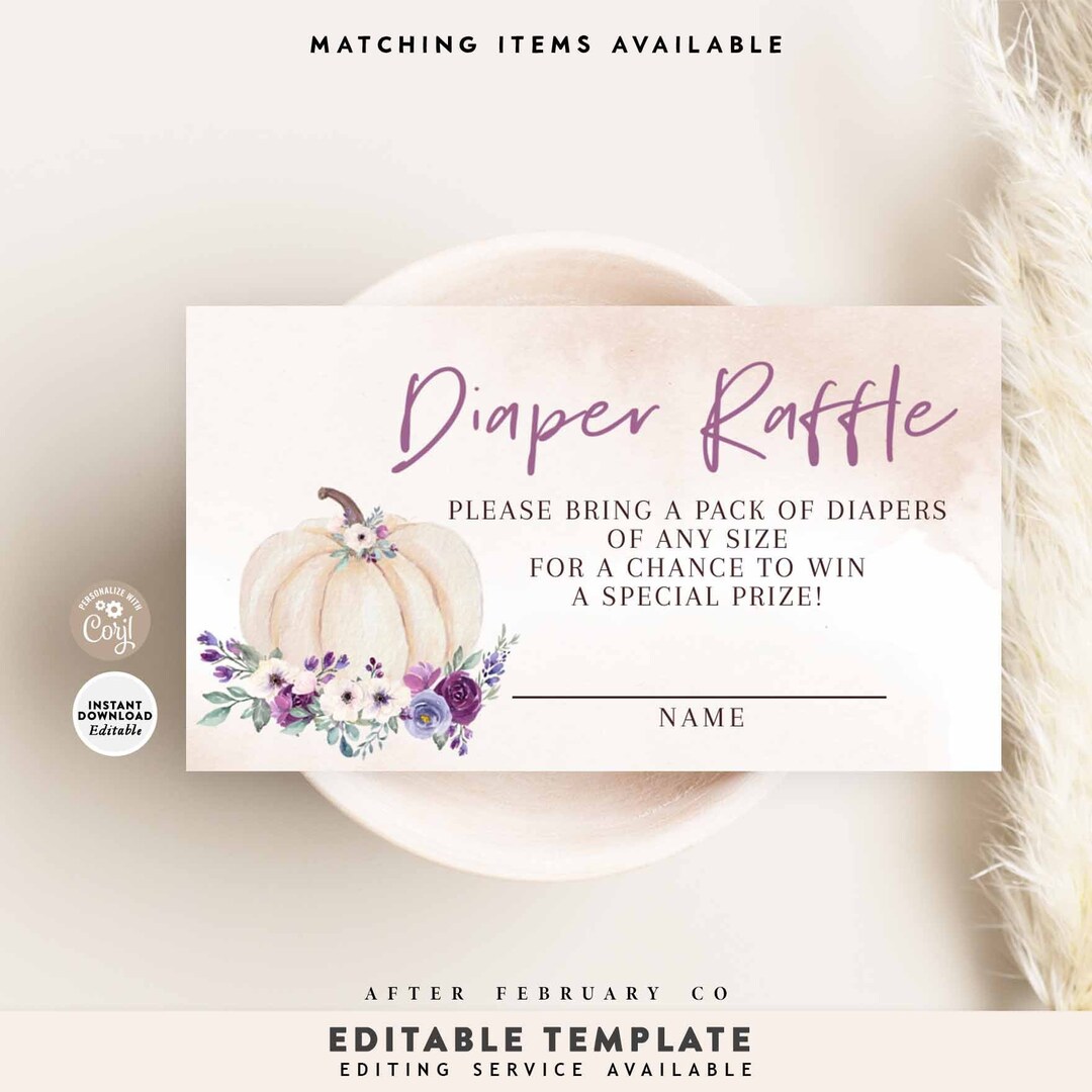 EDITABLE Blush Purple Boho Pumpkin Fall Bohemian Boho Diaper Raffle ...
