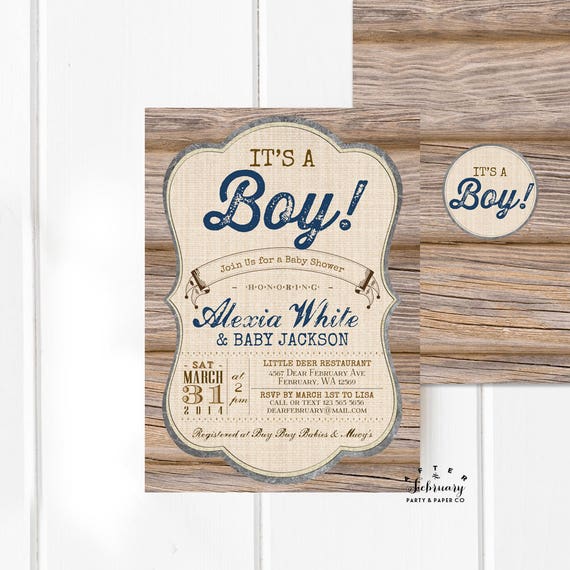 boy rustic baby shower invitation its a boy wood forest cottage vintage rustic boy baby shower invitation printable or printed no 709 rustic baby shower invites