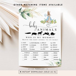 Greenery Gold Peter Rabbit Baby Dusche Baby Tiere Spiel Karte Baby Shower Spiele Digital Printable Instant Download 1304V1